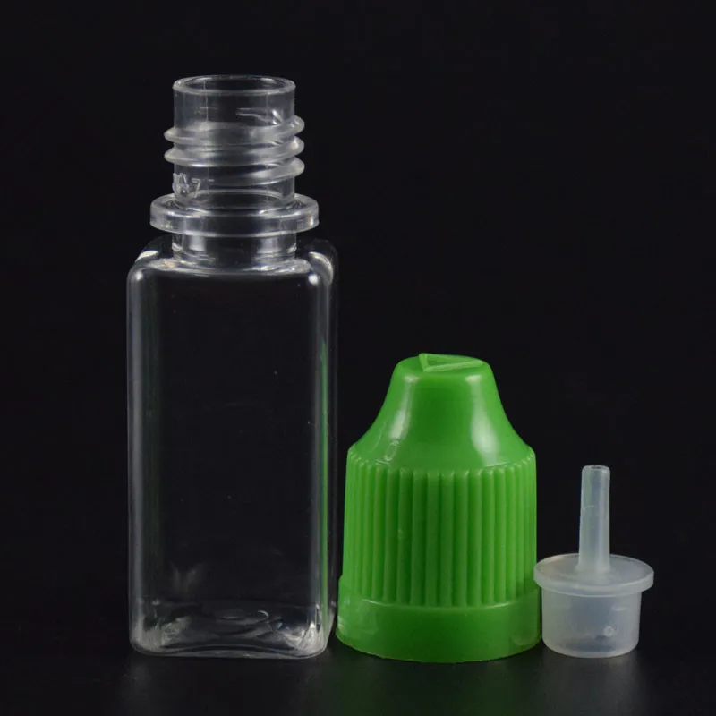 child proof cap long thin tip square bottle plastic bottle with dropper 10 ml 15ml pet for OIL