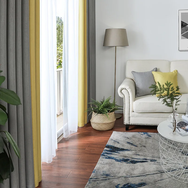 
2018 new Nordic style net red stitching linen curtains full shade fabric curtain custom,window curtain,blackout curtain 