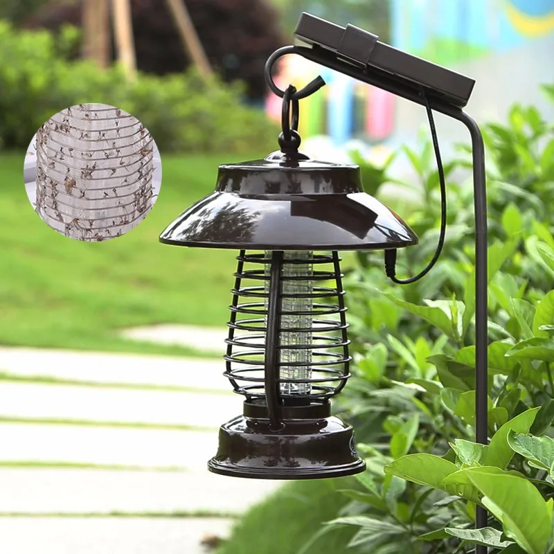 Outdoor and Indoor solar mosquito killer lamp ABS UV Led Tube Light Pest Trap Lamp electric insect killer lamp