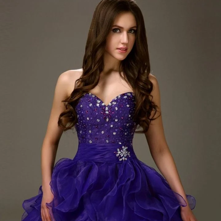 #6727 Sweetheart Sequins Layered Royal Blue Strapless Ball Gown Quinceanera Dresses Evening Dress Masquerade Ball Gown