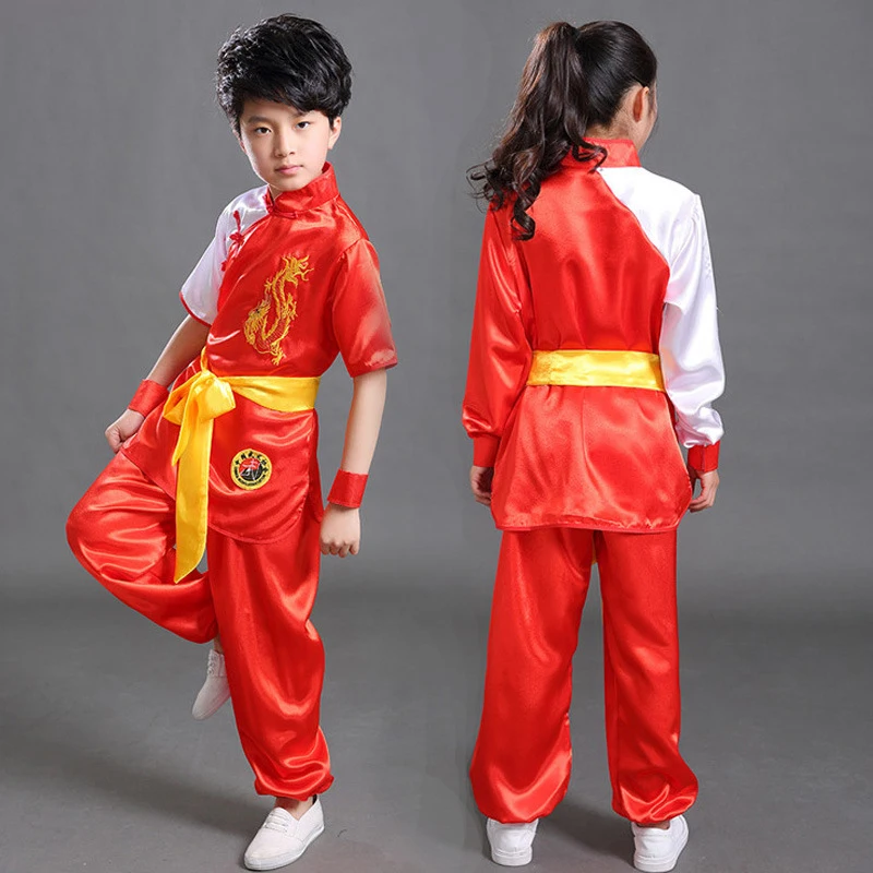Children Wushu Costume New Youth long/short sleeved clothes kids Tai Chi clothing Kung Fu performance suit material arts suit
