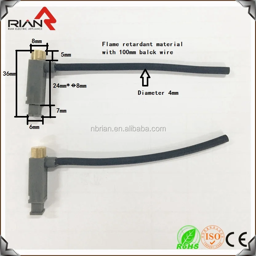 
Flame retardant plastic Piezo igniter with 100mm black wire 