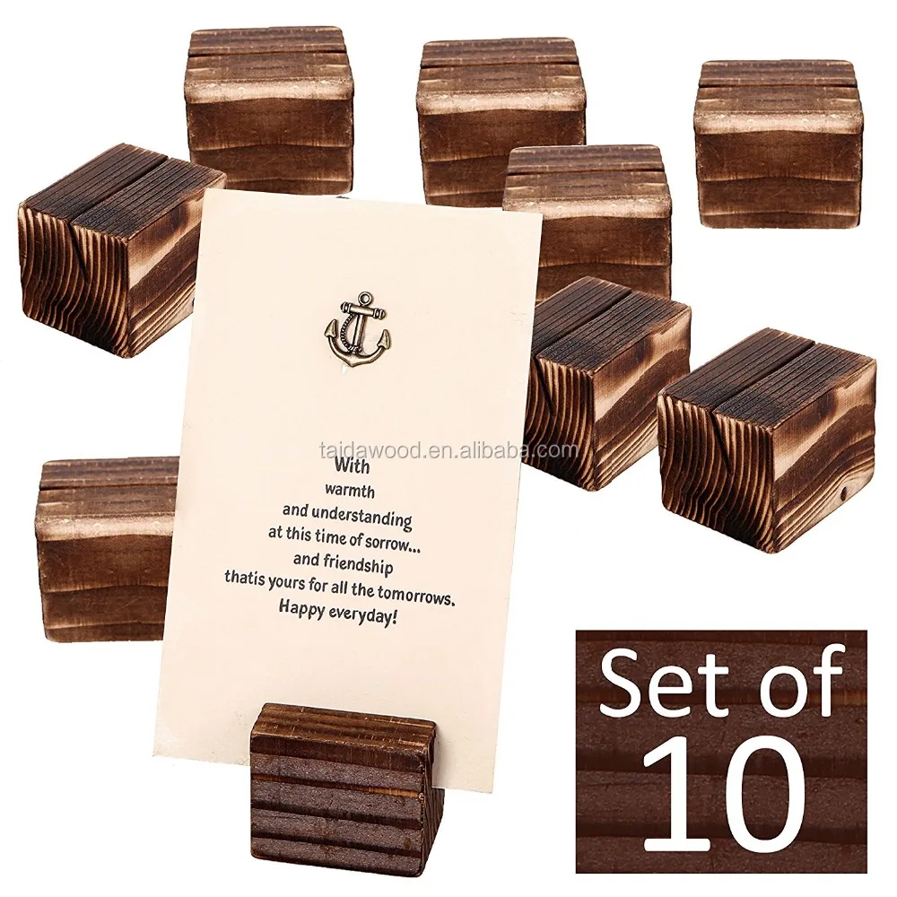 Rustic Wood 2 Inch Place Card Holders, Table Number Stands