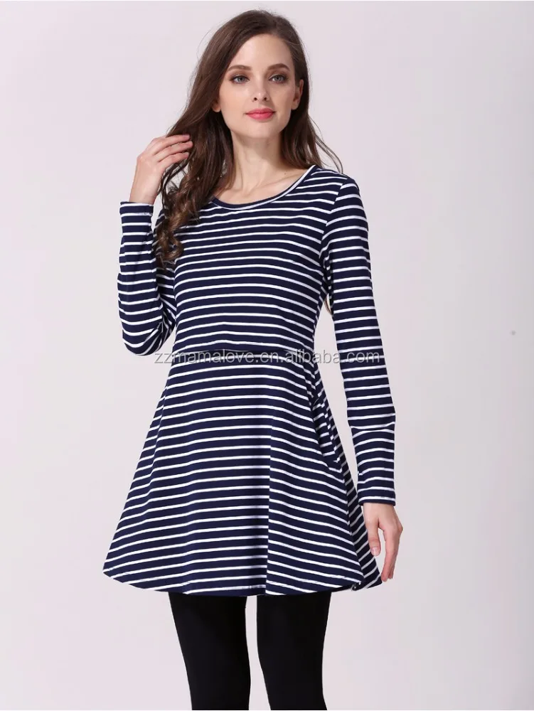 Wholesale Plus Size Emotion Moms Maternity Nursing Jersey Clothes Easy Breastfeeding Stripe Dress for Pregnant