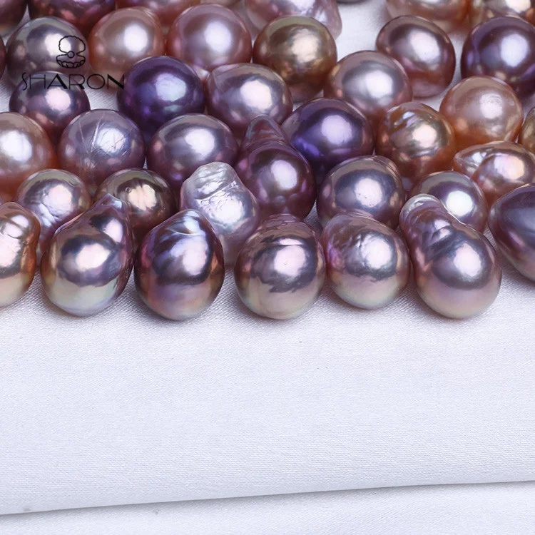 
12-14mm High Luster Rainbow Metal Fireball Edison Baroque Pearl Beads 