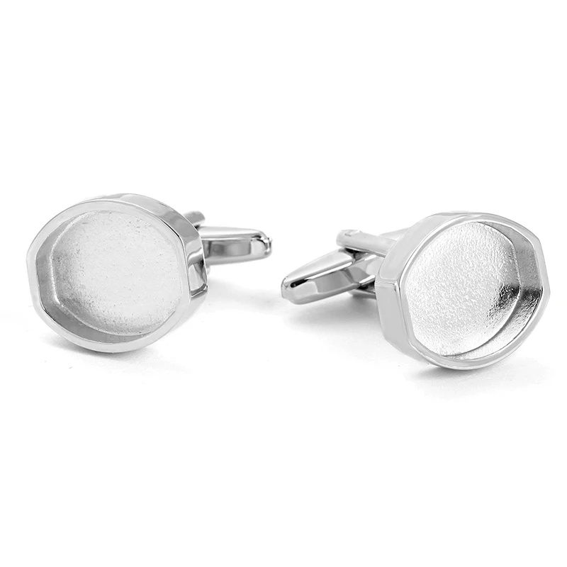 Custom cufflinks sliver Hexagon small round cufflinks for mens
