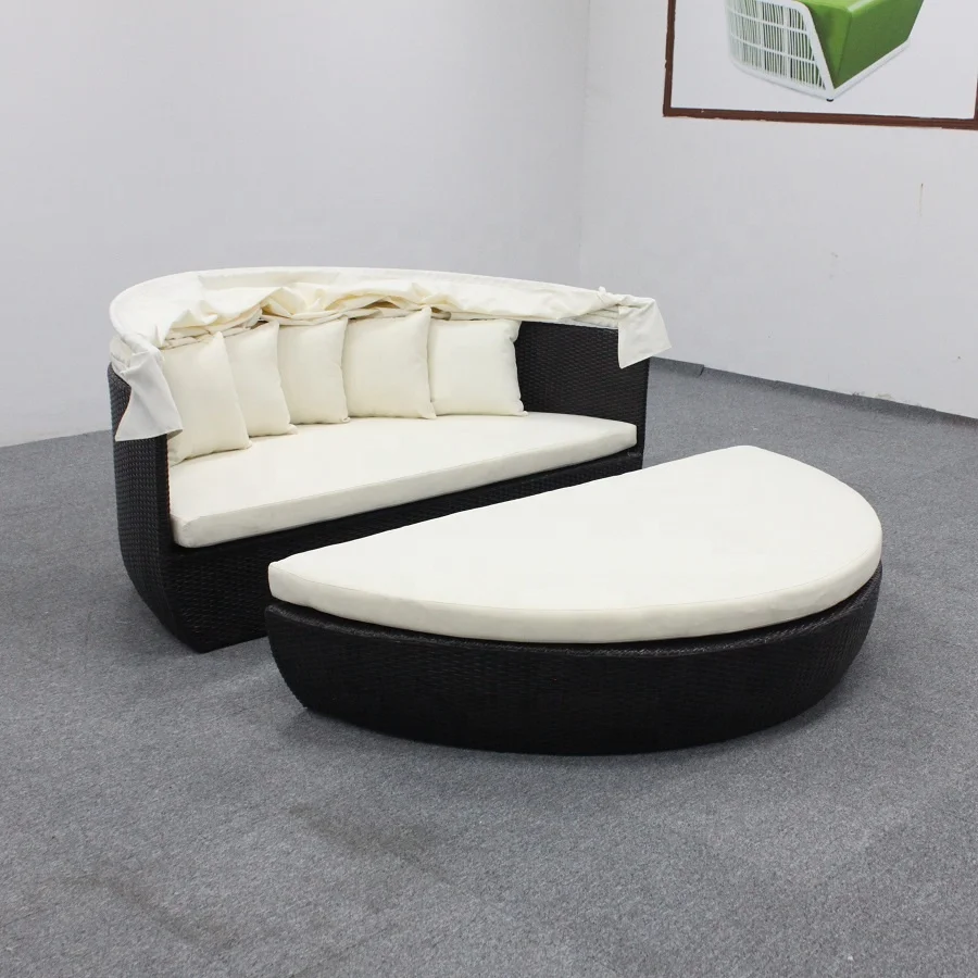 
wicker outdoor rattan round canopy daybed/ sunbed / sun lounger pool furniture 