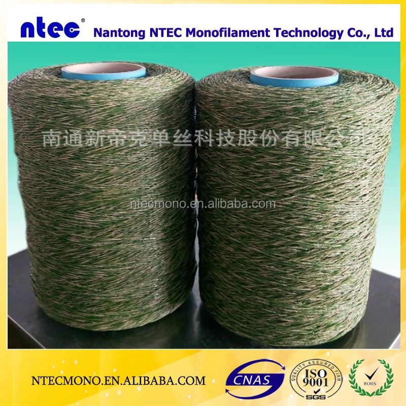 Hot sale NTEC 11000 dtex/16F PE Straight+ PP Curly Artificial Grass Yarn for Landscaping with good price