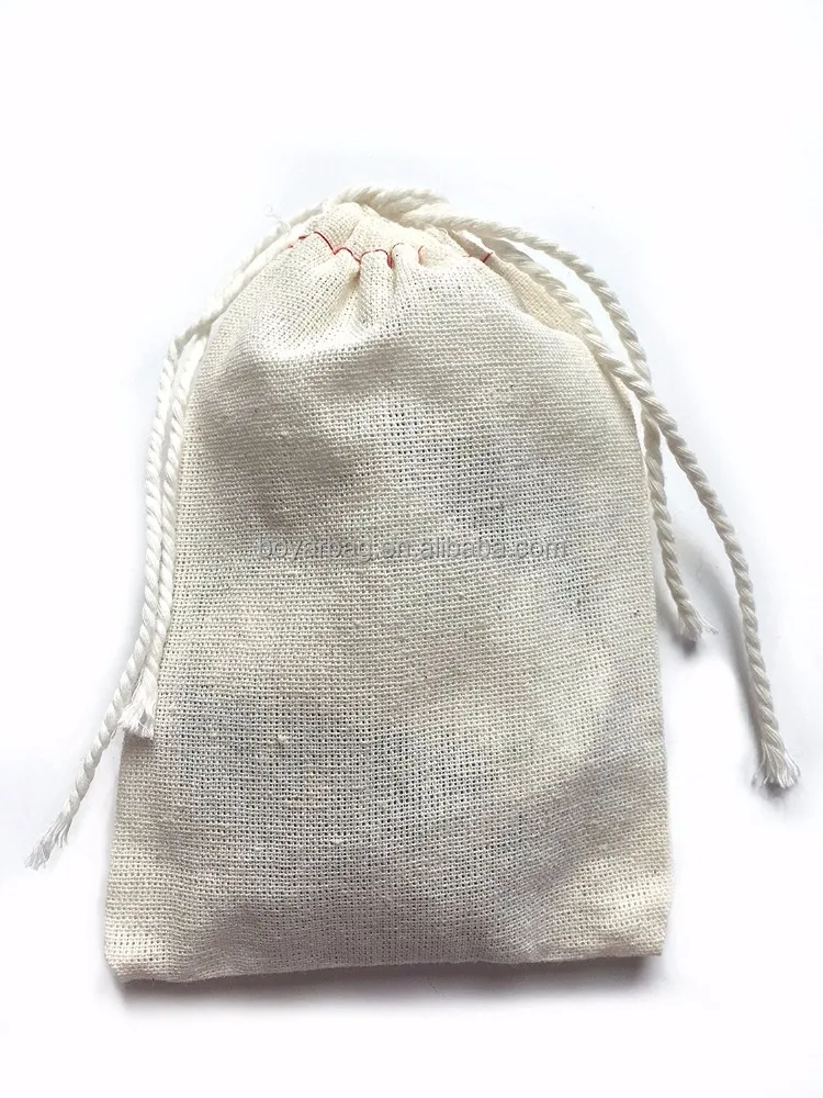 Customized Muslin Bag Small Pouch 100% Cotton Drawstring Tea Bags