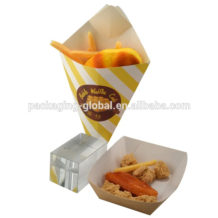 Customizable paper cone of food trailer, cookies, egg roll paper cone crepe Paper French Fries cones