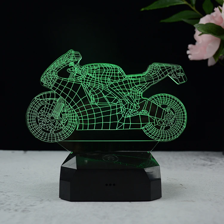 Acrylic Alarm Clock Design USB Colorful 3D Night Light Rechargeable LED Lamp Touch Switch ABS Pedestal Flashing Colors Mode