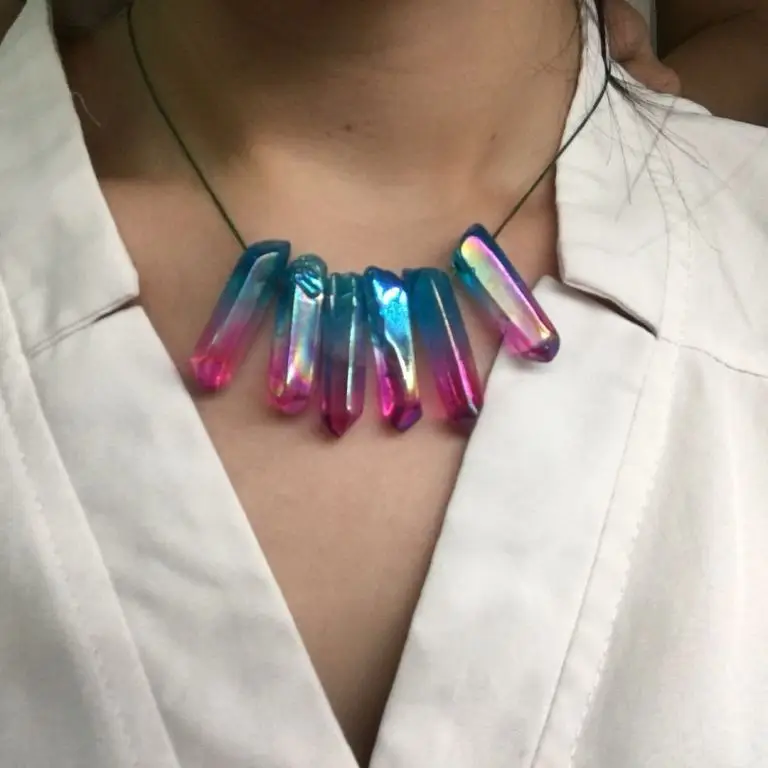 Natural High Quality Angel Aura Crystal Wand Blue Pink crystal points