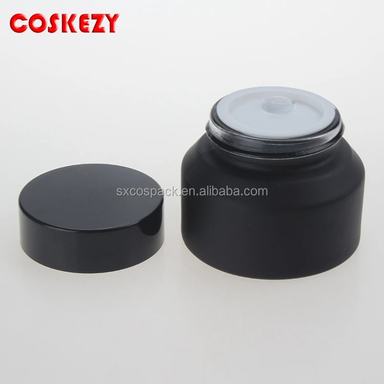 China Manufacture 50g Black/Brown/Frosted/Pink Cosmetic Glass Cream Jar Packing for