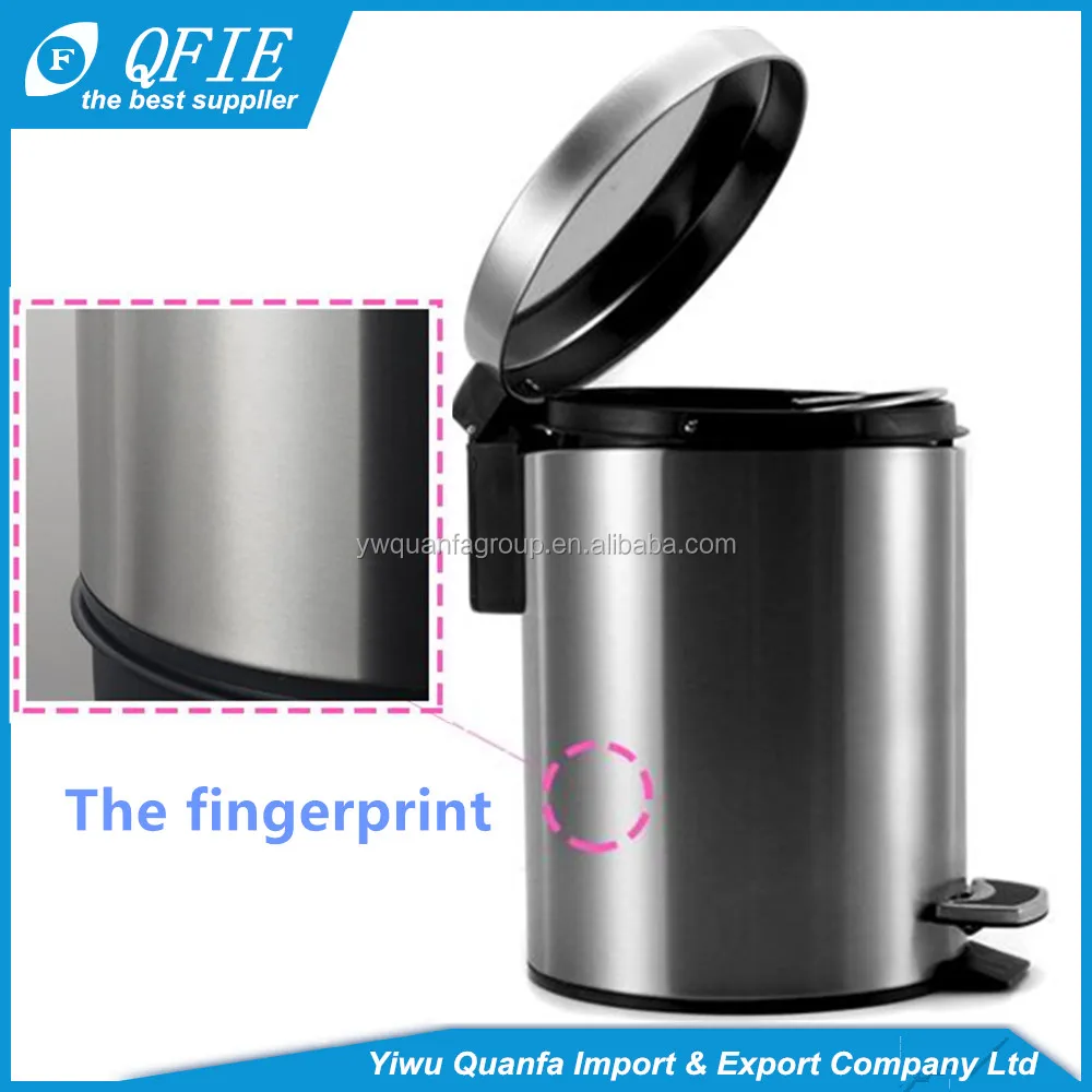 Eco-friendly Indoor 12 Litres cylinder Silver Stainless Steel Foot Pedal Trash Can for Korea Market