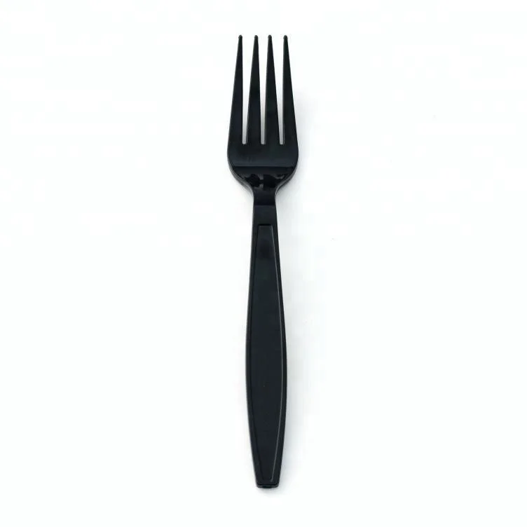The Cutlery With Classic Black Color For Salad  Disposable Plastic Fork