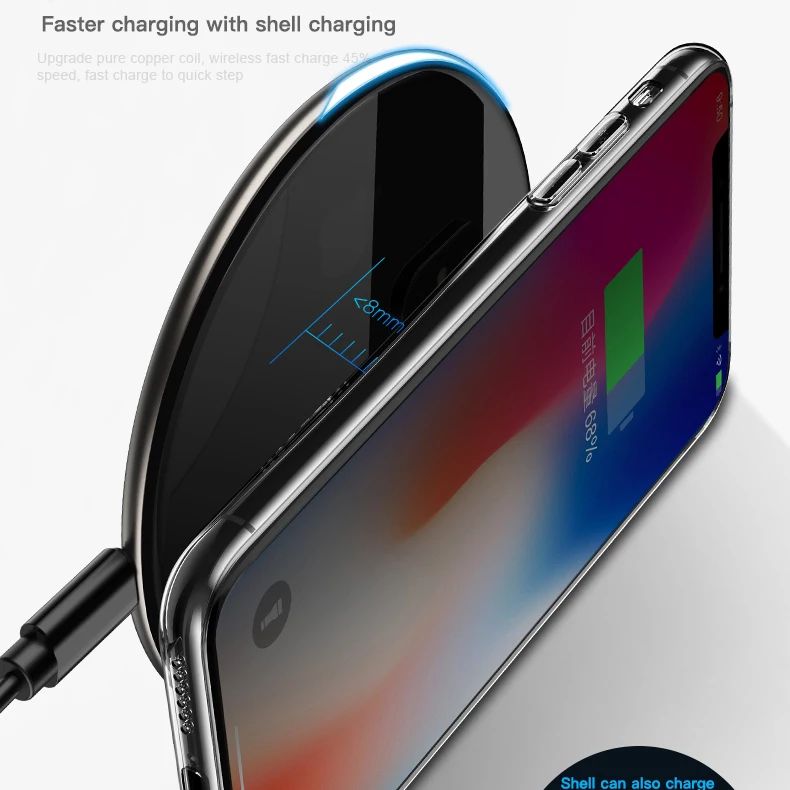 Беспроводное зарядное устройство DIVI Qi для iPhone, зеркальная быстрая Беспроводная зарядка для Samsung, беспроводное зарядное устройство USB