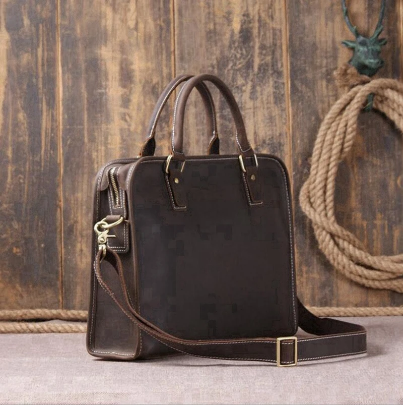 Dreamtop DTG006 hot sale business office laptop handbag vintage young mens briefcase cow leather bag