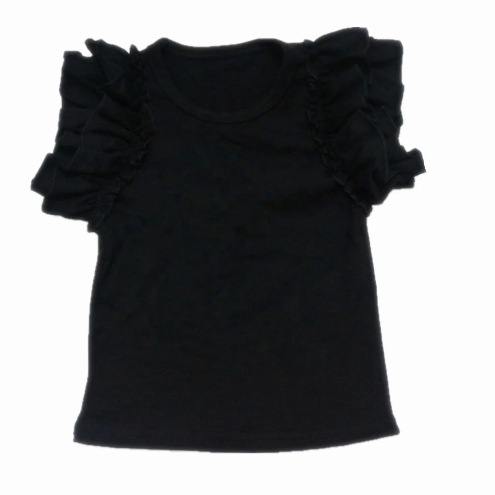 Модная майка для девочек разных цветов с оборками на рукавах, Детская эксклюзивная одежда, летний хлопковый детский жилет