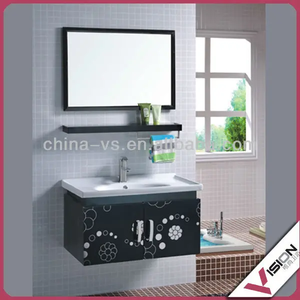 wall hanging bathroom stainless steel cabinet with doors and drawers