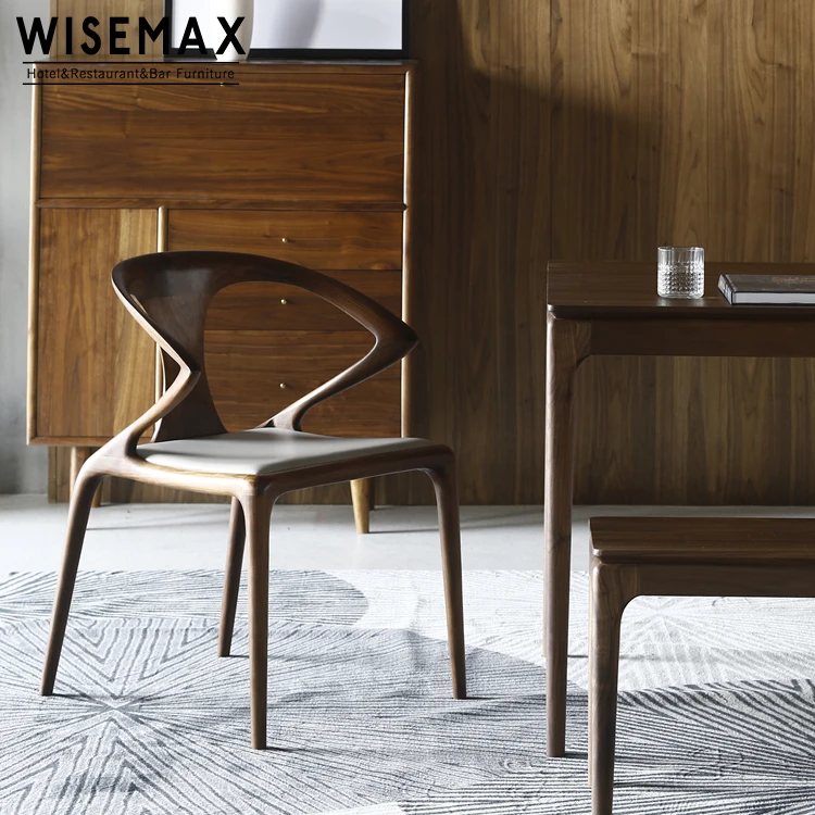Italian modern design ash wood chair pu seat restaurant cafe chair living room solid wood dining chair for sale