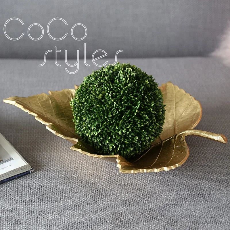 
Cocostyles creative brass golden leaf shape tray for art style wedding party hotel nordic home decoration pieces modern 