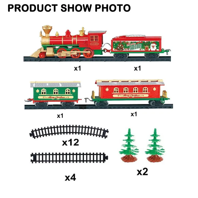 Classical Electric Toys Christmas Train Track Car Set With Sounds And Light
