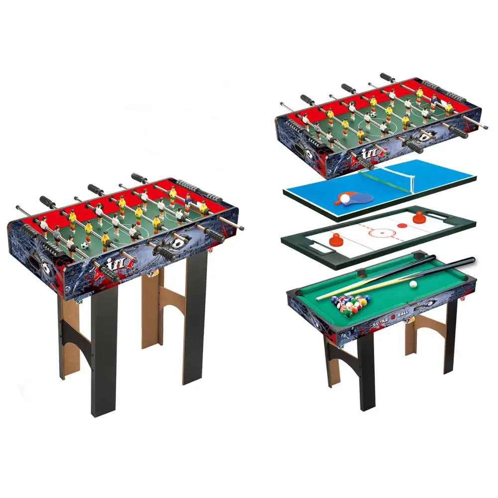 Складной Игровой Стол 4 в 1, детский игровой комнатный стол, 4 разных игры, бассейн, мяч, футбол, настольный теннис, воздушный хоккей