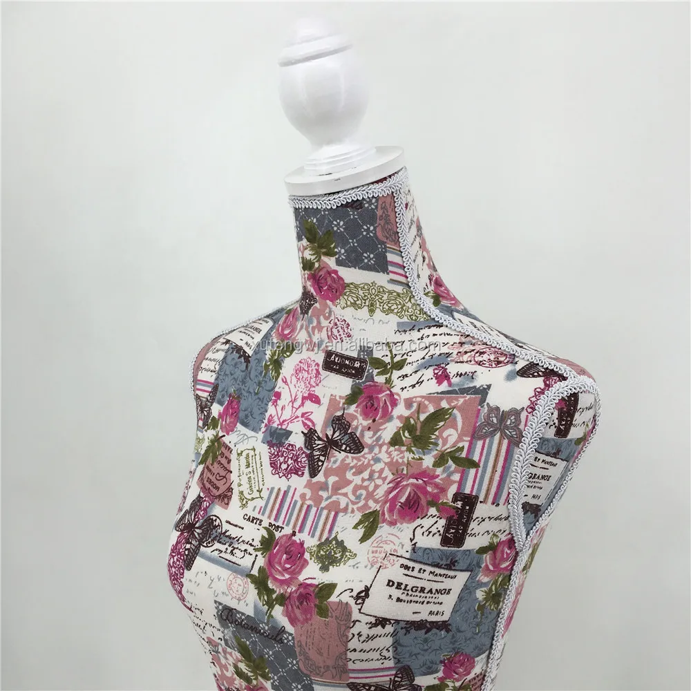 Upper Body Cover Finish Chinese Style Cotton Print Inside Foam Material Half-body Dummy Mannequin Display Women Model