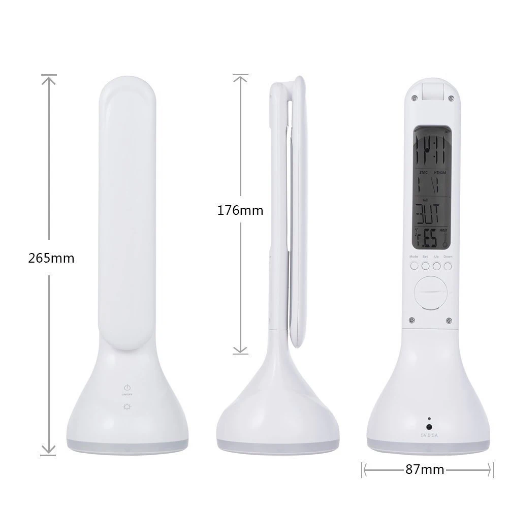 Складная Настольная Светодиодная лампа с регулируемой яркостью, 4 Вт, с календарем, будильником, часами, цветным светом, 2020