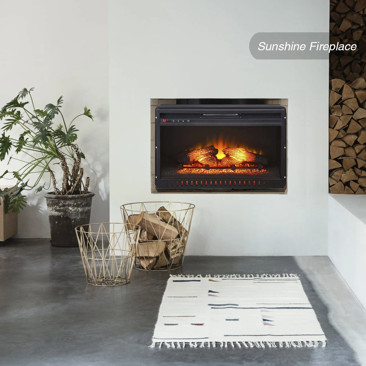 26'/28' spectacular inserts decorative electric fireplace with remote and timer fire place insert