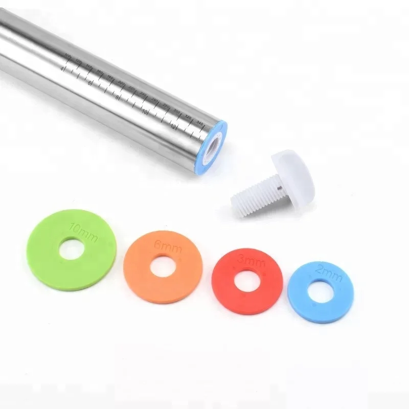 Инструмент для выпечки 16 дюймов Скалка из нержавеющей стали 4 размера регулируемая толщина съемные