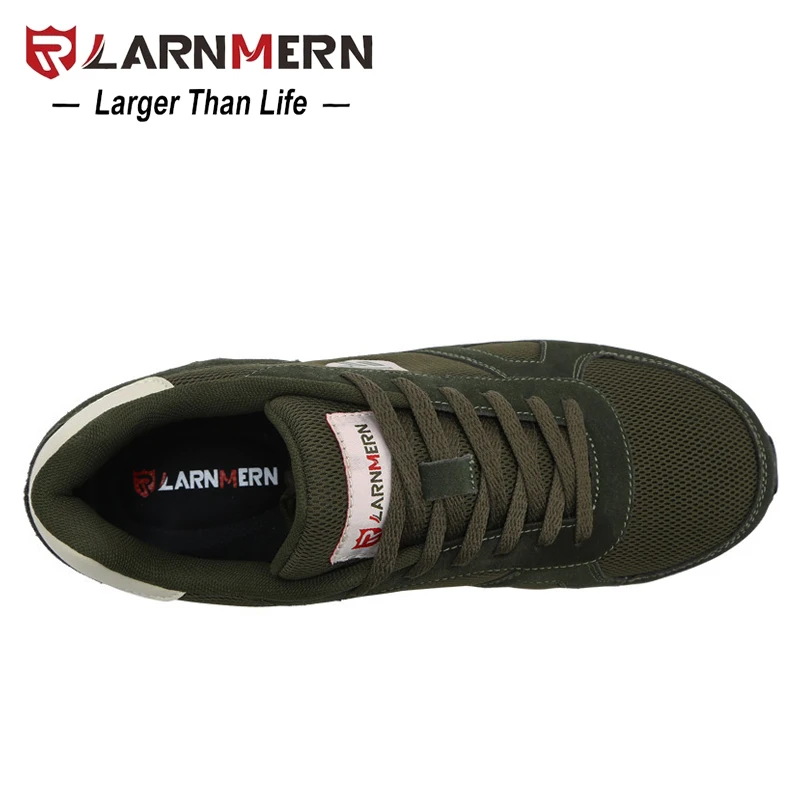 Защитная обувь LARNMERN для мужчин со стальным носком камуфляжная зеленая дышащая замшевая рабочая обувь для мужчин защитная Строительная обувь кроссовки