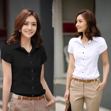 2015 New Contracted Fashion Women’s Shirts Elegant OL Dresses Business Formal Short Sleeve Chiffon Blouses Plus Size 5XL Casual
