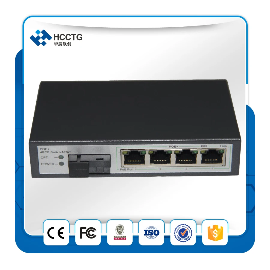 Горячая Переключатель 4 Портов 10/100 М 250 М 30 Вт На Порт Poe HCC-204EP-F