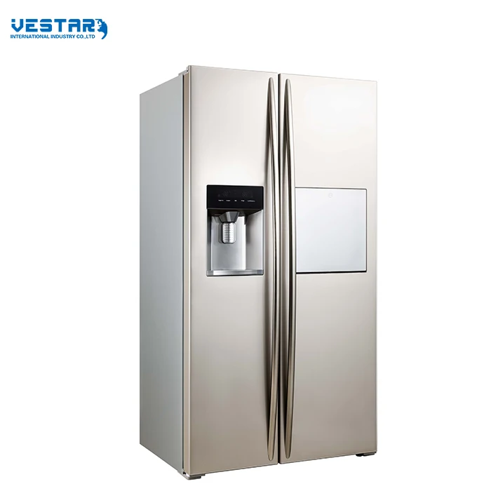 Double doors side by side refrigerators with ice maker and water dispenser