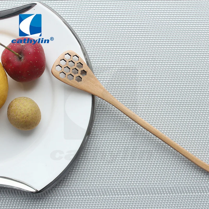 Cathylin hot selling wholesale long handle mini bee wood honey spoon