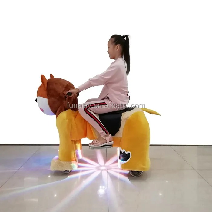 Shopping mall/games center motorized plush riding animals, battery operated walking horse toy