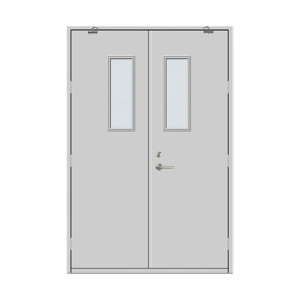 Hospital glass emergency exit doors size steel fireproof door with push bar