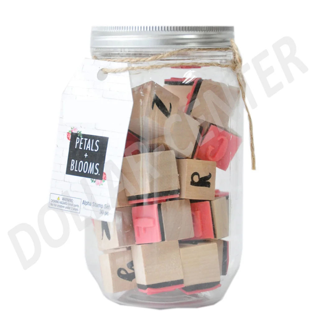 27pcs chessman shape natural color lovely printed design wooden stamp set