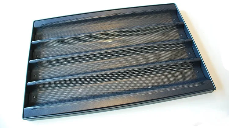 
5 Rows perforated french baguette loaf bread baking tray 