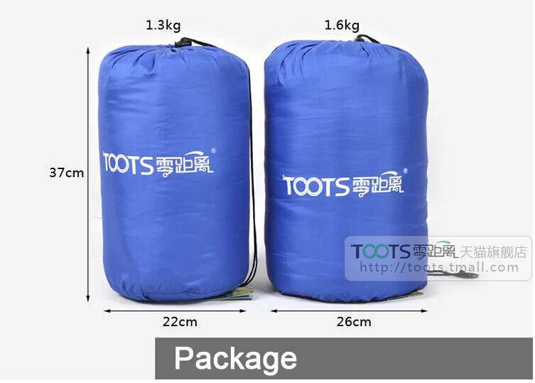 Hollow Fibre Splicing Double Sleeping Bag ,(185+30)x75cm 1.3kg / 1.6kg
