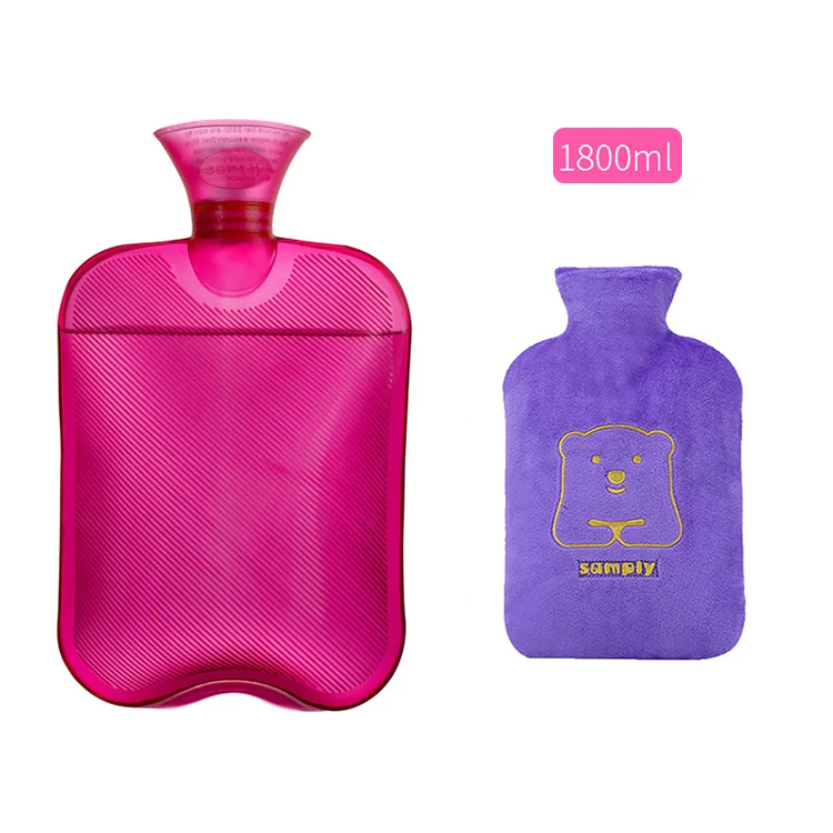 
Colorful 2 Liter Transparent Plastic Hot-Water Bag with Cover 