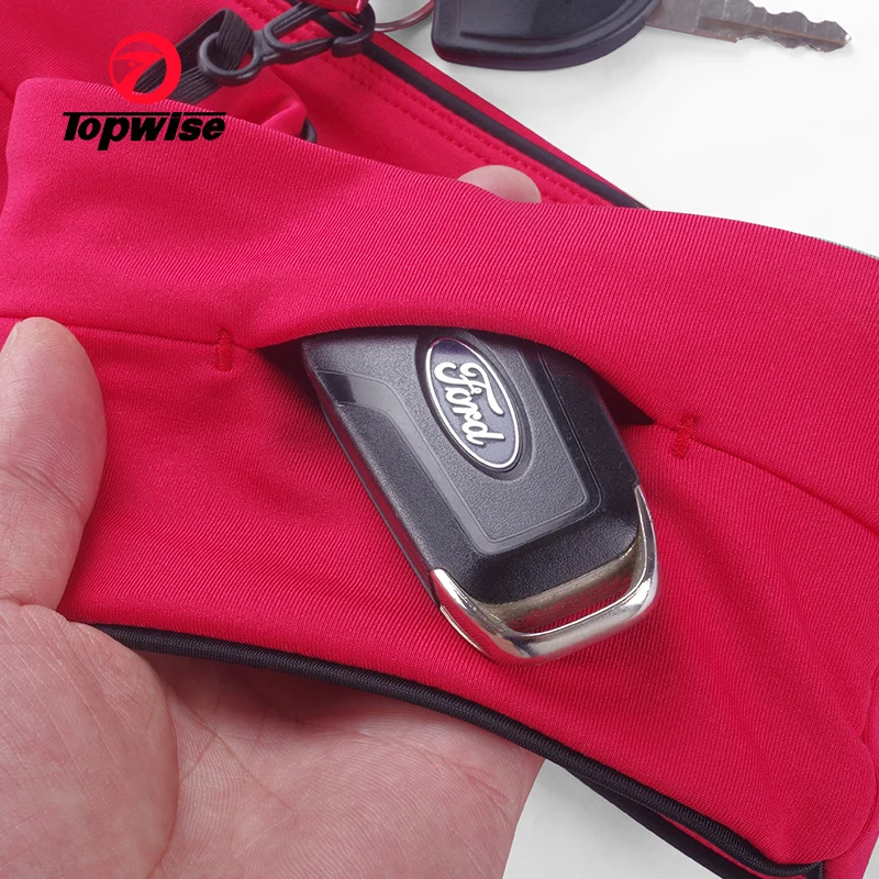 High quality chinlon material springy Sports running belt with zipper opening on the front