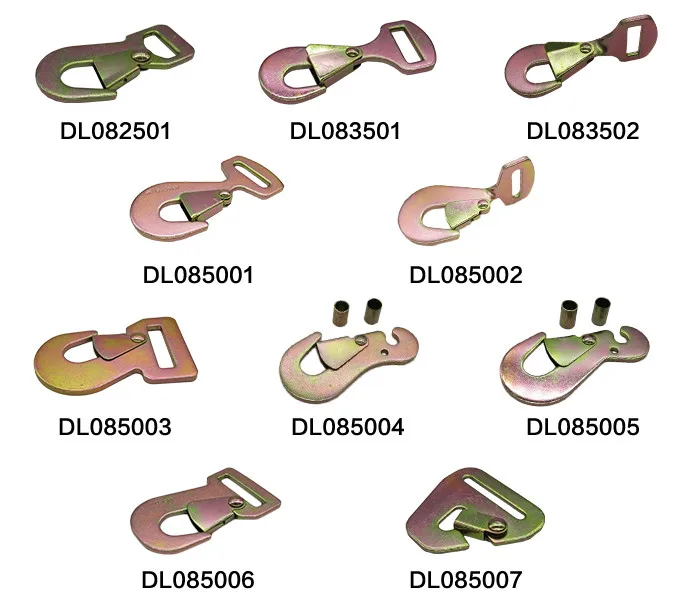 DL083501 1.5 inch 6600lbs heavy duty cargo ratchet straps snap hook with latch for tie down webbing