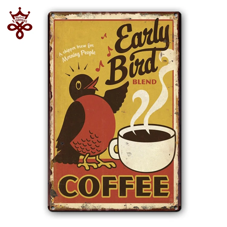 Metal coffee sign Custom Antique Wall Decoration Tin Sign Metal Painting Tin Sign