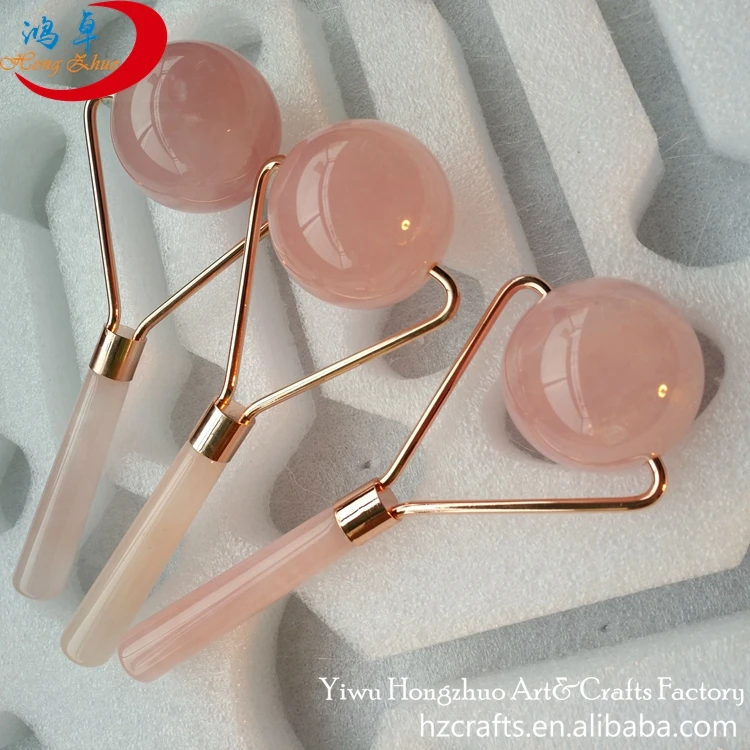 
Facial relaxation massage rose gold metal quartz single roller ball anti wrinkle massager face slimming 