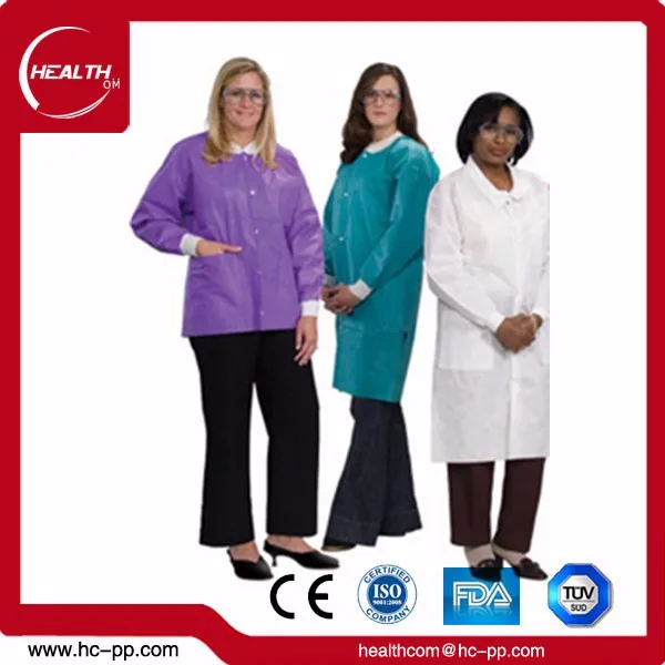 White Pink Purple Green Blue disposable lab coat/lab coat