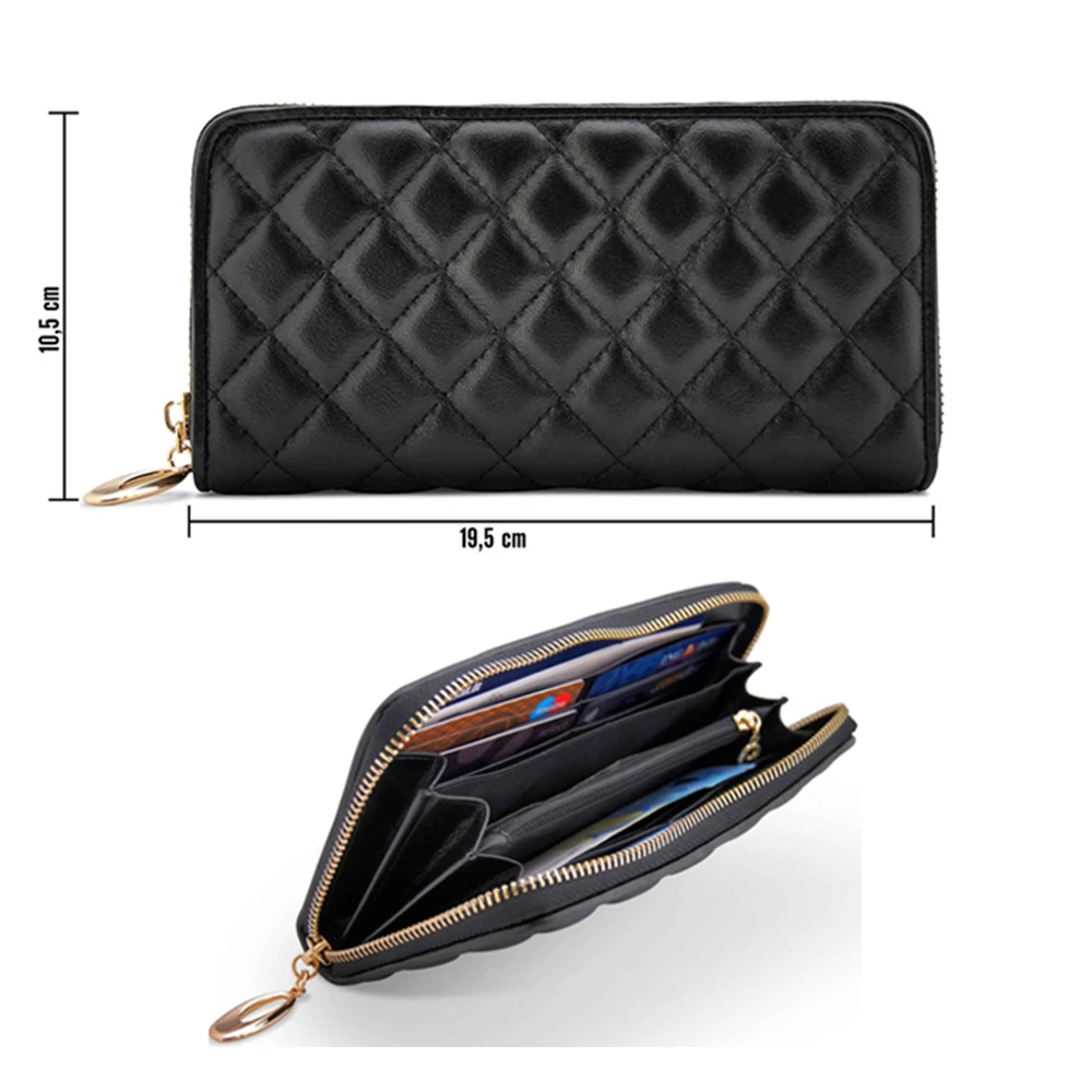 best fashion embroidery black color threads round zipper purse for women