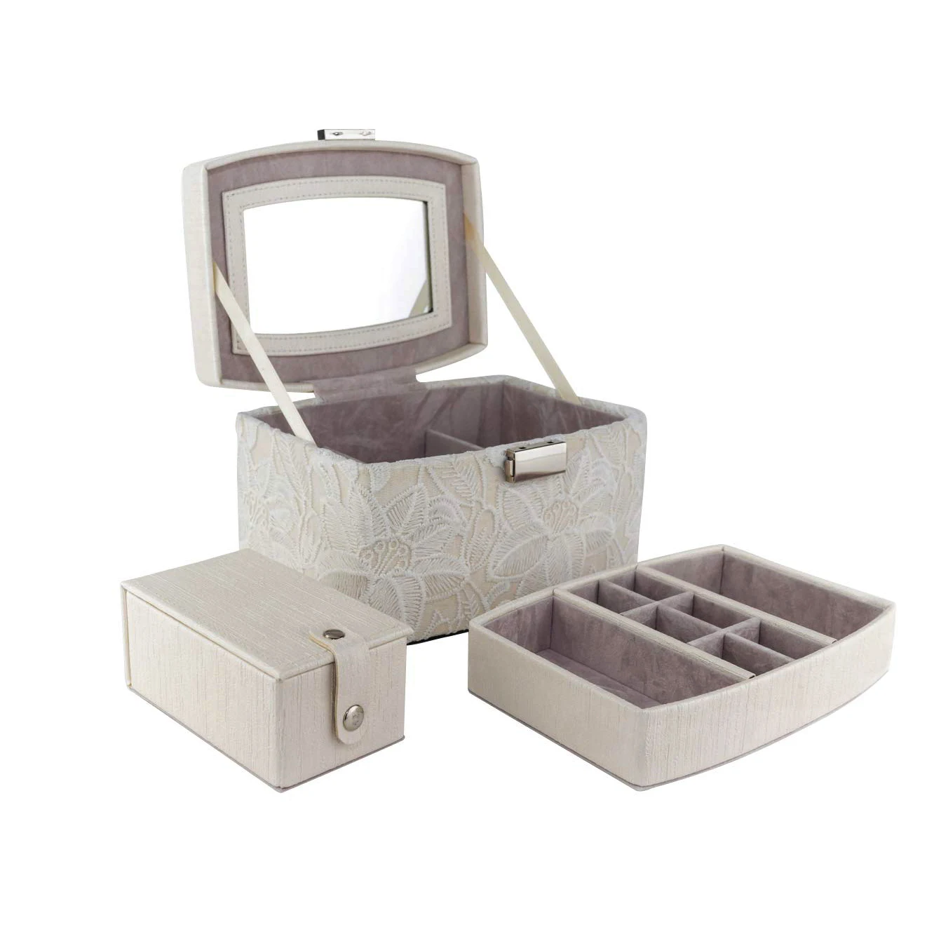 
Leather PU double layer princess wooden jewelry box, cosmetic box hand jewelry jewelry gift box treasure chest 