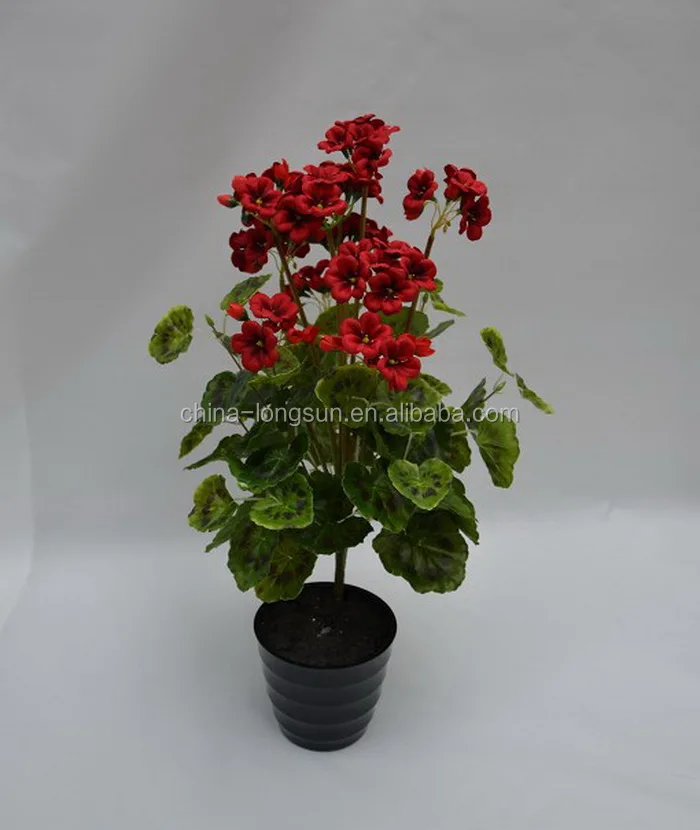 LS16070422 wholesale factory yellow color Plastic Leaves fall color Artificial begonia plant bonsai with flowers